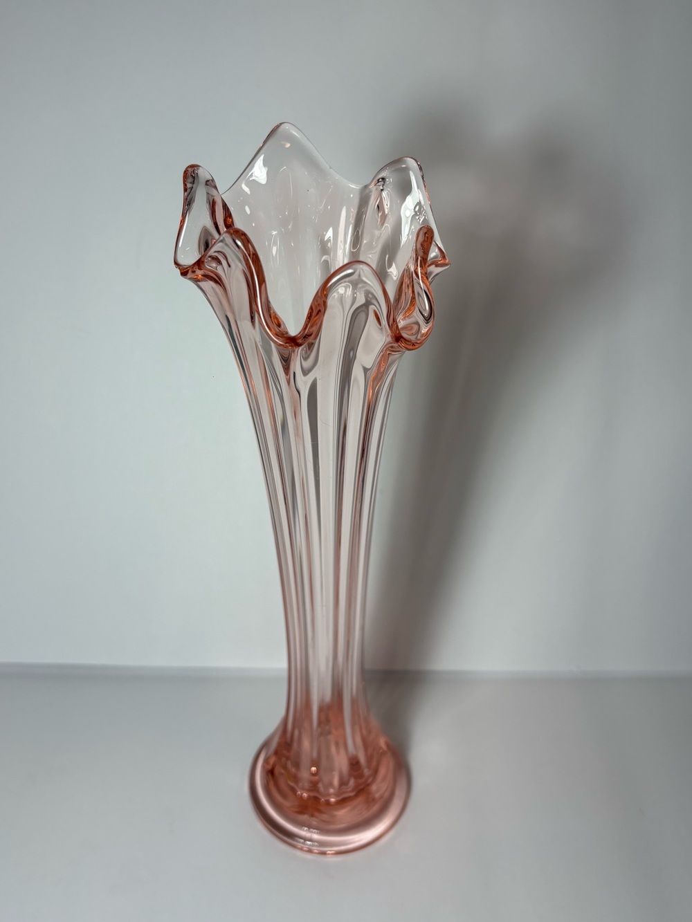 Vintage Pink Depression Glass Swung Stretch Vase